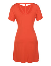 Zealous Orange Back Cut Out Short Sleeve Mini Dress Superior Quality