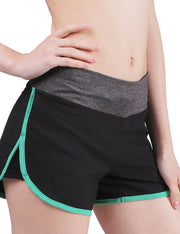 Green Side Split Training Shorts Wide Waistband Young Style