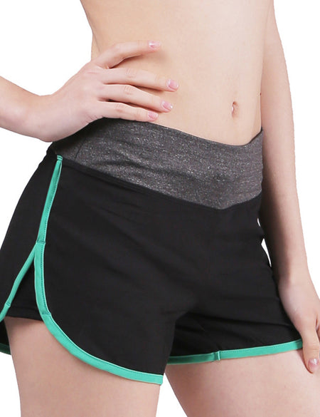 Green Side Split Training Shorts Wide Waistband Young Style