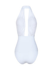 Slinky White Halter Deep V Neck Monokini Backless Fashion Sale - So Much On Sale!