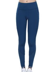 Incredible Blue Full Length Workout Legging Mesh Splicing