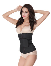 Zipper Hook Black Latex Waist Shaper Queen Size Midsection Compression