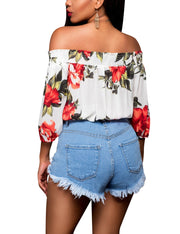 Fit Button Zip Ripped Light Blue Denim Shorts Patch Pocket Women