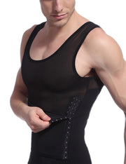 Traditional Black Mesh Men Tank Shaper Crossover Pull Back Secret Slimming