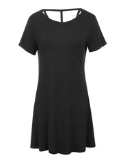 Fabulously Hollow Out Short Black Mini Dress Bamboo Fiber For Girls