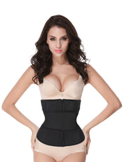 Zipper Hook Black Latex Waist Shaper Queen Size Midsection Compression