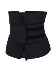 Zipper Hook Black Latex Waist Shaper Queen Size Midsection Compression