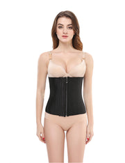 Ultimate Stretch Black Large Rubber 3 Zippers Waist Trainer 9 Steel Bones