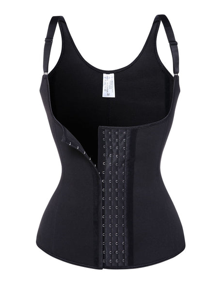 Ultra Hot Black Neoprene 4 Steel Bones Vest Shaper With Hooks Sleek Curves