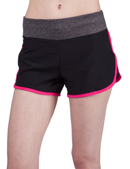 Unique Red Curve Side Banded Waist Active Shorts Going Out Outfits