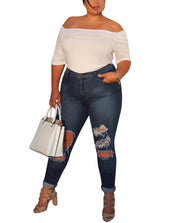 Sparkling Blue Pencil Large Denim Pants Zip And Button Closure Tops
