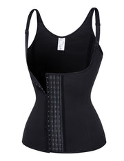 Ultra Hot Black Neoprene 4 Steel Bones Vest Shaper With Hooks Sleek Curves