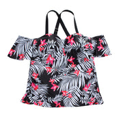 Well-Suited Flounce Printed Big Tankini Cold Shoulder