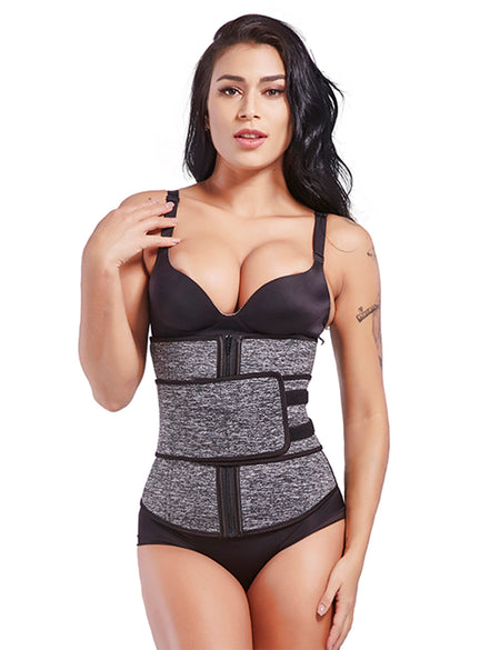 Grey Queen Size Neoprene Waist Cincher 7 Steel Bones Medium Control