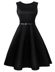 Ultra Fresh Bateau Neck Swing Dress High Waist Zipper Back