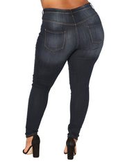 Dazzles Dark Blue Distressed Cutoffs Leggy Jeans Big Size Young Style