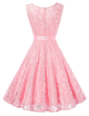 Pink Sleeveless Large Skater Dress Waist Band Women\'s Fashion