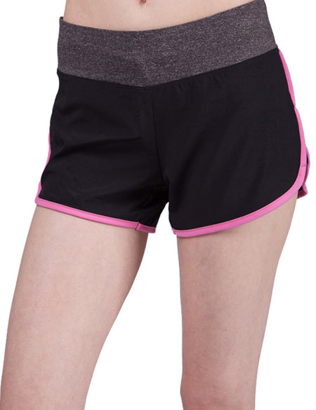 Sophisticated Pink Middle Waist Yoga Shorts Stretchy Side Slit