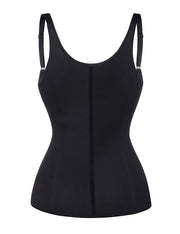 Ultra Hot Black Neoprene 4 Steel Bones Vest Shaper With Hooks Sleek Curves