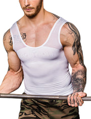 Remarkable Results White Men Patchwork Sleeveless Shaper Cross Back Unique