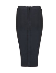 Energetic Zipper Back Black Tube Skirt Stretch Rayon Fabric