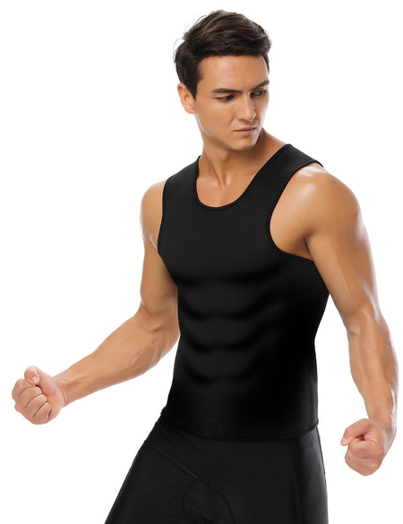 Ultra Black Large Size Mens Neoprene Vest Shapewear Enhancer