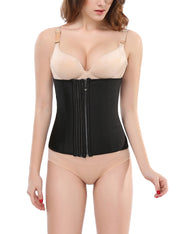 Ultimate Stretch Black Large Rubber 3 Zippers Waist Trainer 9 Steel Bones