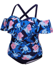 Ruffles Two Piece Swimwear Crossover Plus Size Stunning Style