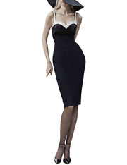 Causal Black Sweetheart Neck Tight Dress Zipper Back Visual Effect