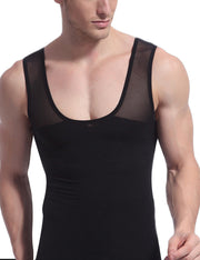Glam Black Crossover Slimming Male Tank Top Pull Back High Power