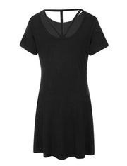 Fabulously Hollow Out Short Black Mini Dress Bamboo Fiber For Girls