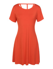 Zealous Orange Back Cut Out Short Sleeve Mini Dress Superior Quality