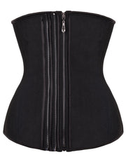 Ultimate Stretch Black Large Rubber 3 Zippers Waist Trainer 9 Steel Bones