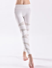 Unique Yoga Legging Middle Waist Drop Shipping White Mesh Panel