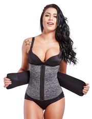 Grey Queen Size Neoprene Waist Cincher 7 Steel Bones Medium Control