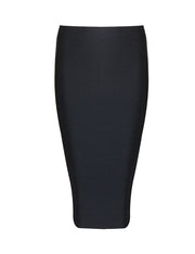 Energetic Zipper Back Black Tube Skirt Stretch Rayon Fabric