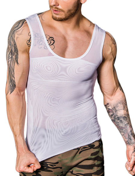 Remarkable Results White Men Patchwork Sleeveless Shaper Cross Back Unique