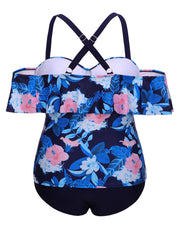 Ruffles Two Piece Swimwear Crossover Plus Size Stunning Style