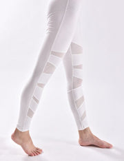Unique Yoga Legging Middle Waist Drop Shipping White Mesh Panel