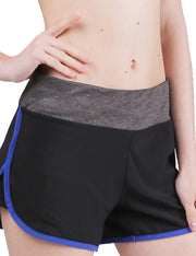 Royal Dark Blue Wide Waistband Gym Shorts Lady Middle Waist