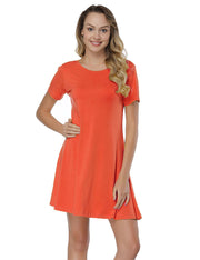 Zealous Orange Back Cut Out Short Sleeve Mini Dress Superior Quality