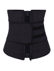 Zipper Hook Black Latex Waist Shaper Queen Size Midsection Compression