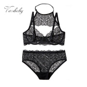 Varsbaby Sexy Flower Lace Slim Soft cup women Halter bra Sets