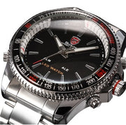 Luxury Leather Box Mako SHARK Sport Watch Relogios Digital LED Date Alarm Stainless Steel Band Men Army Quartz Watches/SH001-004