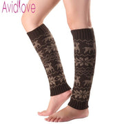 Avidlove Women Winter Knit Leg Warmers Fashion Snowflake Elk Pattern Footless Knee Socks Boot Cuffs Leggings Christmas Gift