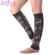 Avidlove Women Winter Knit Leg Warmers Fashion Snowflake Elk Pattern Footless Knee Socks Boot Cuffs Leggings Christmas Gift