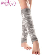 Avidlove Women Winter Knit Leg Warmers Fashion Snowflake Elk Pattern Footless Knee Socks Boot Cuffs Leggings Christmas Gift