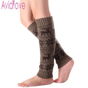 Avidlove Women Winter Knit Leg Warmers Fashion Snowflake Elk Pattern Footless Knee Socks Boot Cuffs Leggings Christmas Gift