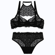 Varsbaby Sexy Flower Lace Slim Soft cup women Halter bra Sets