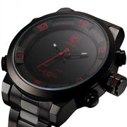 Luxury Leather Package Digital Gulper Shark Sport Watch Waterproof Dual Movement LED Calendar Alarm Quartz Men Watches/SH360-364